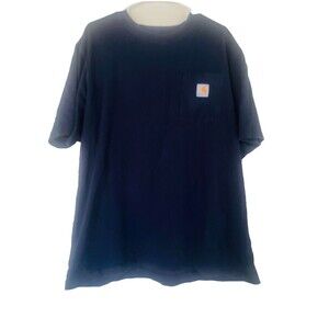Carhartt Pocket T-Shirt -Men’s L - Short Sleeve Loose Fit Navy Blue Classic Logo